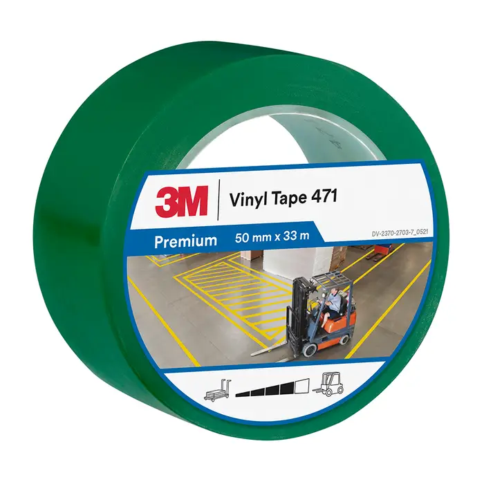 3M Weich-PVC-Klebeband 471, Grün, 50 mm x 33 m, 0.14 mm, Einzelverpackt