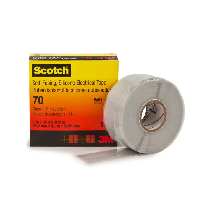Scotch 70 Silikon-Kautschuk-Band, selbstverschweißend, Hellgrau, 25 mm x 9 m, 0,3 mm