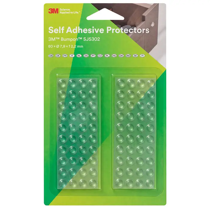 3M Bumpon SJ5302BL Elastikpuffer Mini-Pack, Transparent, 80 Stück, 7,9 x 2,2 mm, Klebstoff Acrylat A-20