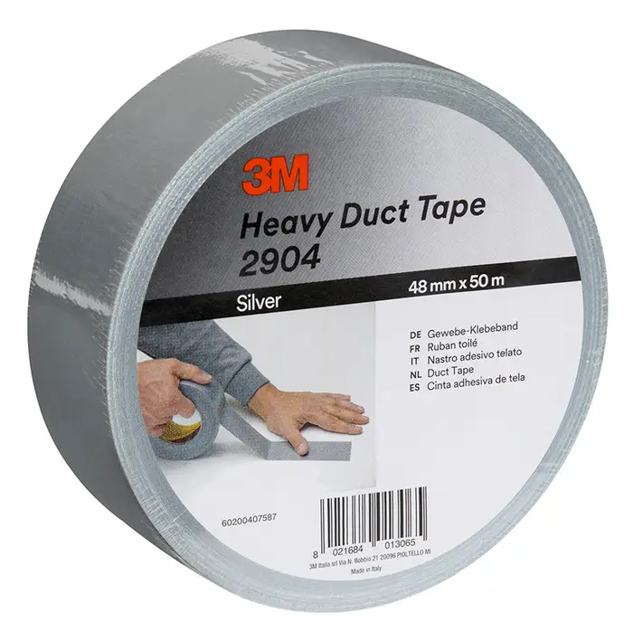 3M Schwerlast-Gewebeklebeband 2904, Silber, 48 mm x 50 m, 0.19 mm