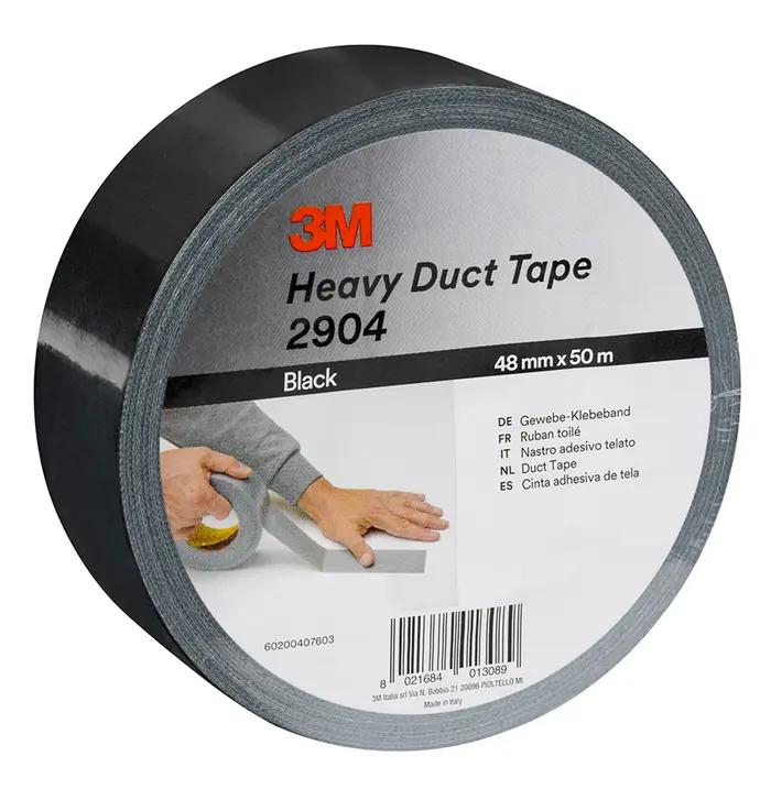3M Schwerlast-Gewebeklebeband 2904, Schwarz, 48 mm x 50 m, 0.19 mm