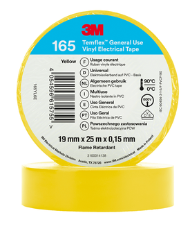 3M Temflex Vinyl-Isolierband 165, Gelb, 19 mm x 25 m