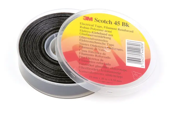 3M ET 45BK Polyesterfolie, glasfaserverstärkt, Schwarz, 760 mm x 55 m x 0.2 mm, Log-Rolle