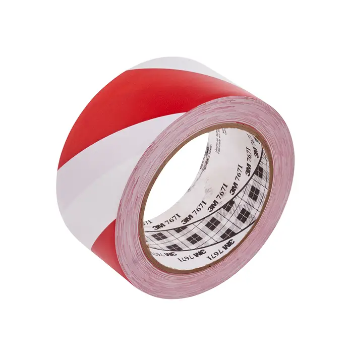3M Gefahrenwarnmarkierungsband 767i, Rot/Weiß, 50 mm x 33 m