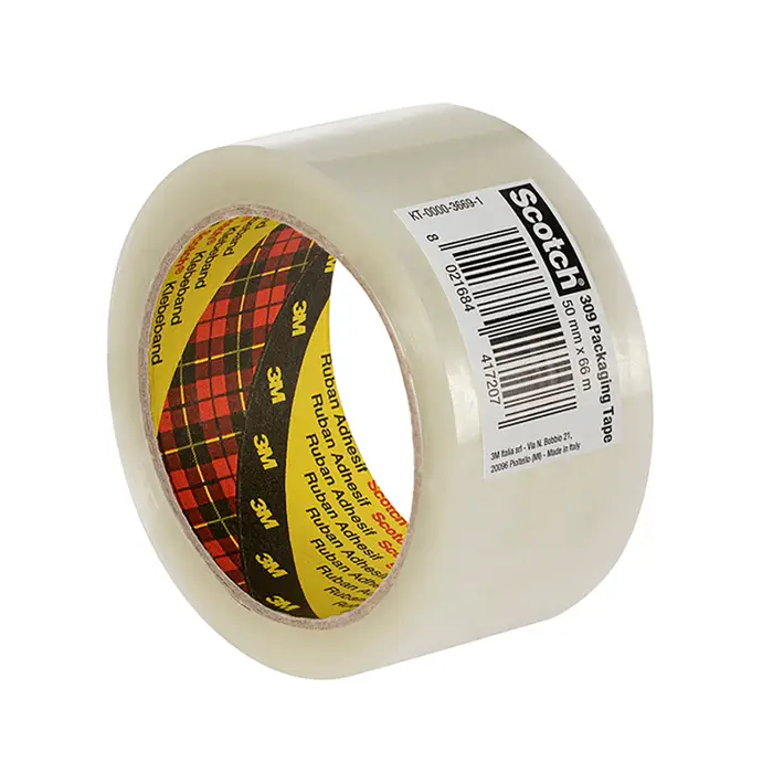 Scotch PP Verpackungsklebeband 309, Transparent, 50 mm x 66 m, 0.05 mm, mit Barcode