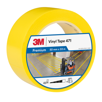 3M Weich-PVC-Klebeband 471, Gelb, 50 mm x 33 m, 0.14 mm, Einzelverpackt