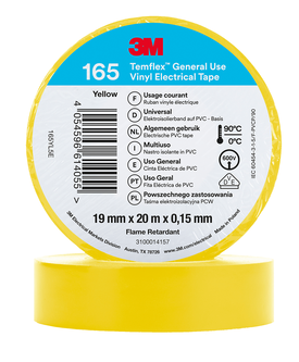 3M Temflex Vinyl-Isolierband 165, Gelb, 19 mm x 20 m