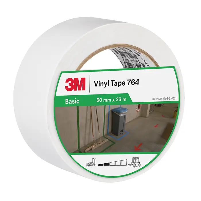 3M Allzweck-PVC-Klebeband 764, Weiß, 50 mm x 33 m, 0.13 mm, Einzeln verpackt
