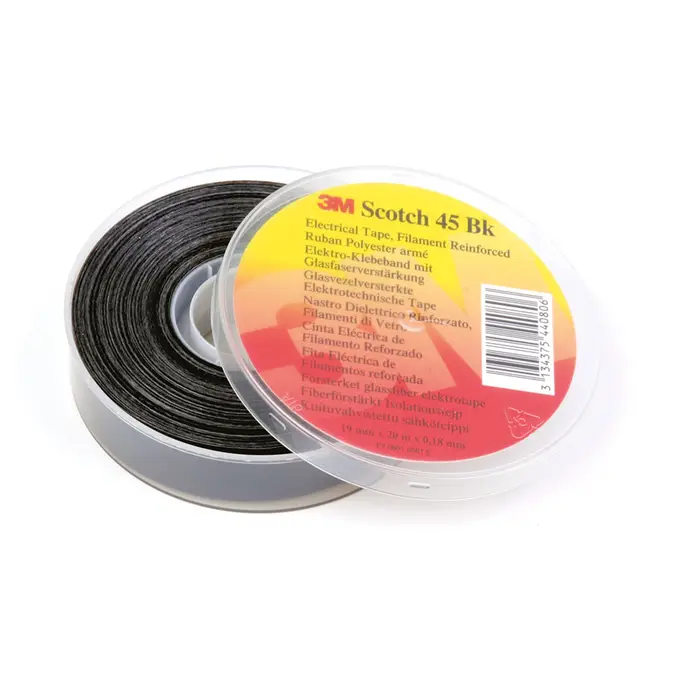 Scotch® 45 bk Glasfaserverstärktes Polyesterband, Schwarz, 19 mm x 20 m, 0,2 mm