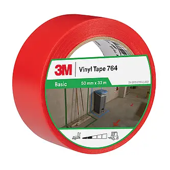 3M Allzweck-PVC-Klebeband 764, Rot, 50 mm x 33 m, 0.13 mm, Einzeln verpackt