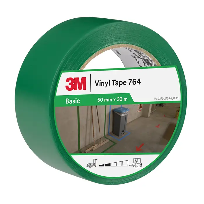 3M Allzweck-PVC-Klebeband 764, Grün, 50 mm x 33 m, 0.13 mm, Einzeln verpackt