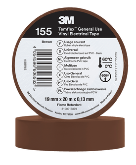 3M Temflex Vinyl-Isolierband 155, Baun, 19 mm x 20 m