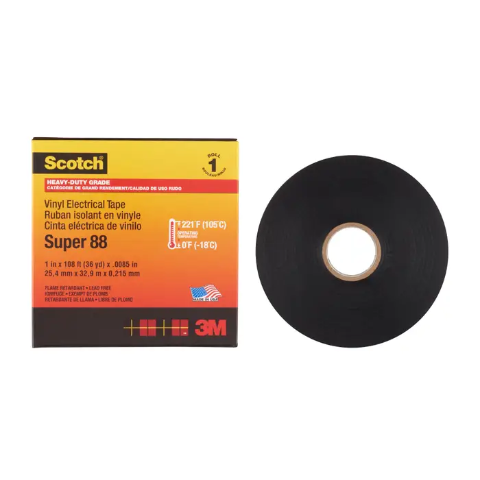 Scotch Super 88 Vinyl Elektro-Isolierband, Schwarz, 25 mm x 33 m, 0,22 mm