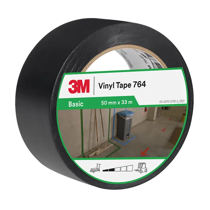 3M Allzweck-PVC-Klebeband 764, Schwarz, 50 mm x 33 m, 0.13 mm, Einzeln verpackt