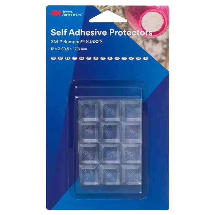 3M Bumpon SJ5323BL Elastikpuffer Mini-Pack, Transparent, 12 Stück, 20,5 x 7,6 mm, Klebstoff Acrylat A-20