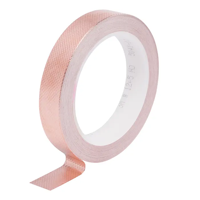 3M ET 1245 Kupferfolie, geprägt, mit nicht-leitfähigem Kleber, Kupfer, 50 mm x 16,5 m x 0,1 mm