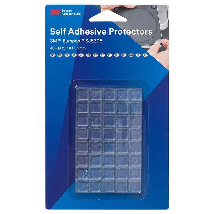 3M Bumpon SJ5308BL Elastikpuffer Mini-Pack, Transparent, 40 Stück, 12,7 x 3,1 mm, Klebstoff Acrylat A-20